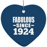 100th Birthday Fabulous Since 1924 - Heart Ornament