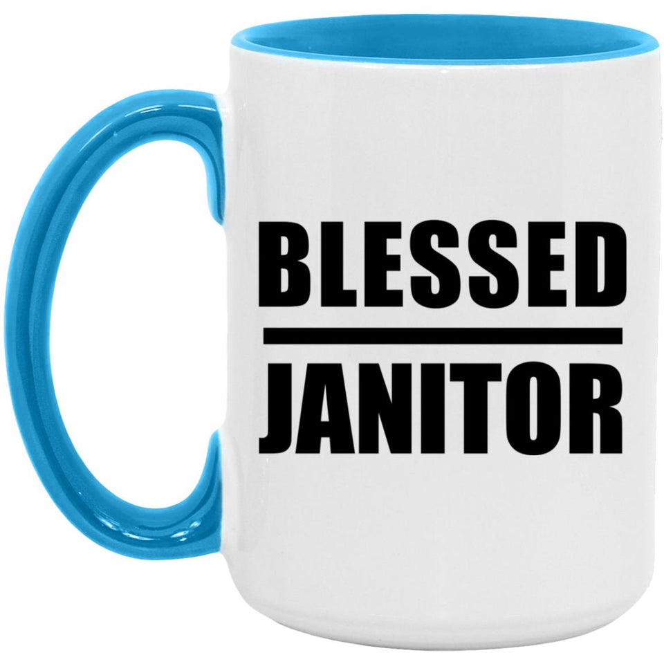 Blessed Janitor - 15oz Accent Mug Blue