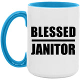 Blessed Janitor - 15oz Accent Mug Blue