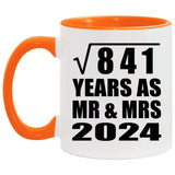 29th Anniversary Square Root of 841 Years As Mr & Mrs 2024 - 11oz Accent Mug Orange