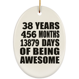 38th Birthday 38 Years 456 Months 13879 Days Of Awesome - Oval Ornament