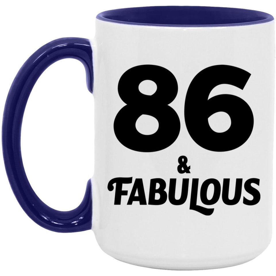 86th Birthday 86 & Fabulous - 15oz Accent Mug Purple