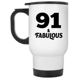 91st Birthday 91 & Fabulous - White Travel Mug
