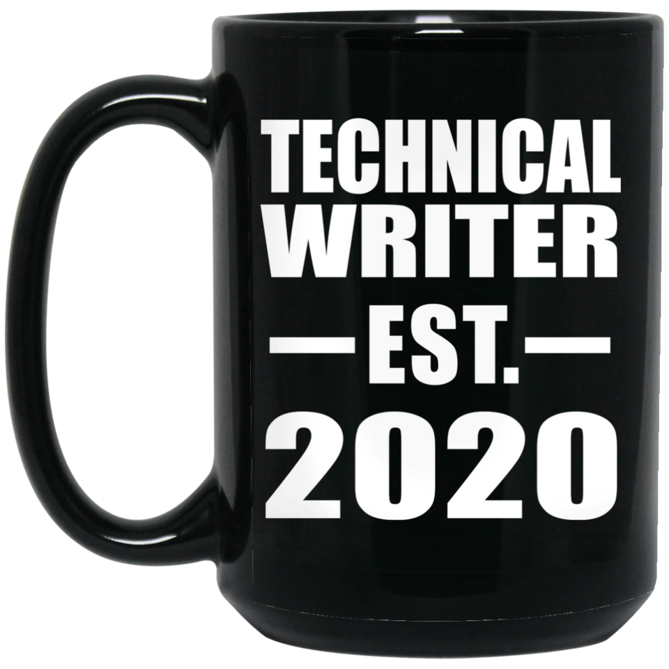 Technical Writer Established EST. 2020 - 15oz Coffee Mug Black