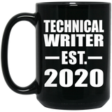 Technical Writer Established EST. 2020 - 15oz Coffee Mug Black