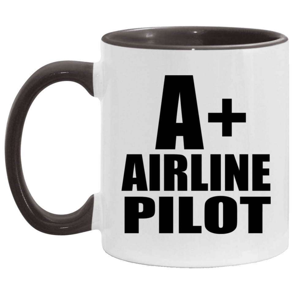 A+ Airline Pilot - 11oz Accent Mug Black