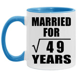 7th Anniversary Married For Square Root of 49 Years - 11oz Accent Mug Blue