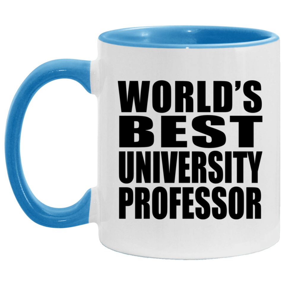 World's Best University Professor - 11oz Accent Mug Blue