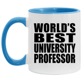 World's Best University Professor - 11oz Accent Mug Blue