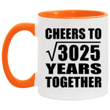 55th Anniversary Cheers To Square Root of 3025 Years Together - 11oz Accent Mug Orange