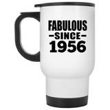 68th Birthday Fabulous Since 1956 - White Travel Mug