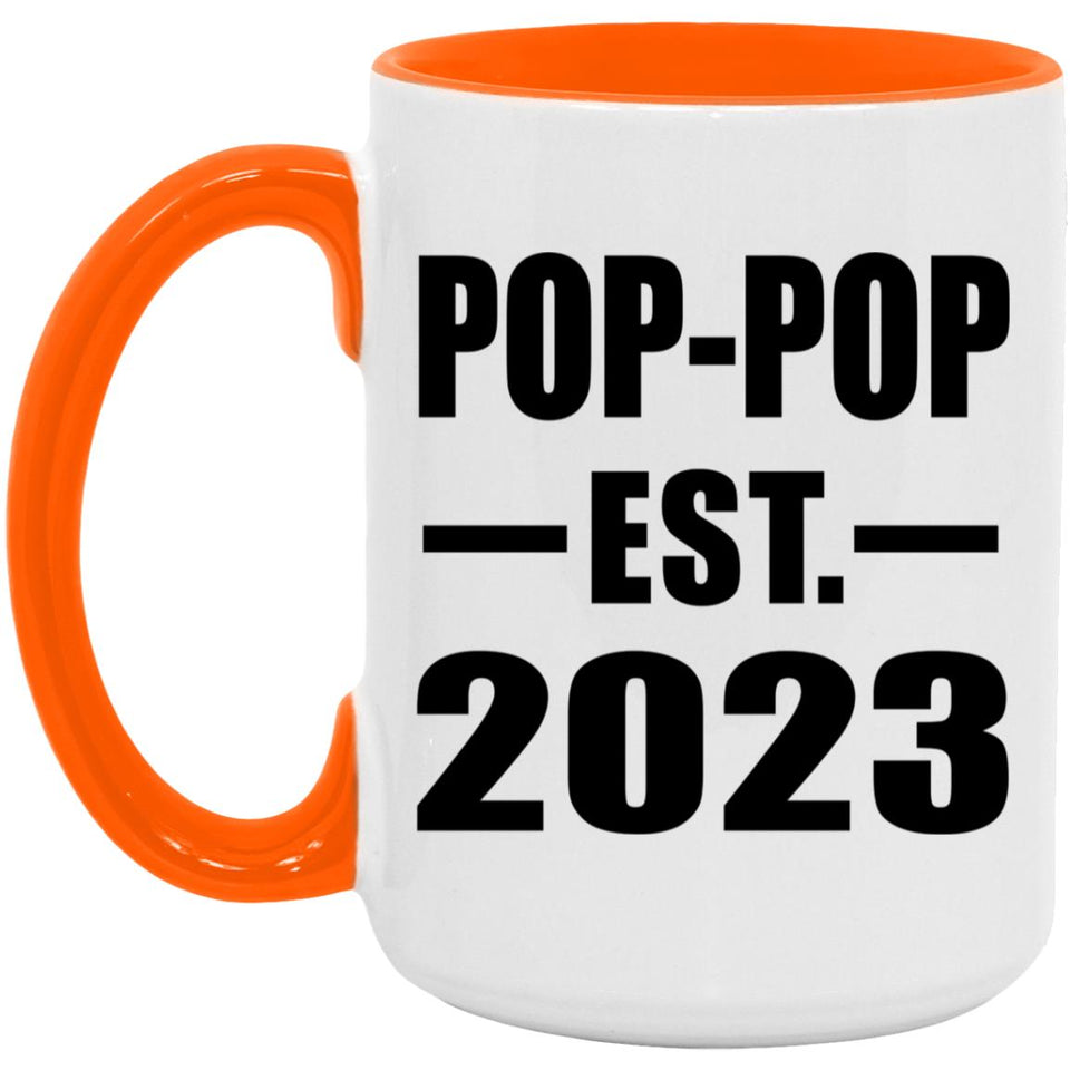 Pop-Pop Established EST. 2023 - 15oz Accent Mug Orange