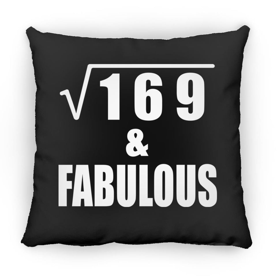 13th Birthday Square Root of 169 & Fabulous - Throw Pillow Black