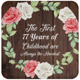 77th Birthday First 77 Years of Childhood Are The Hardest - Drink Coaster A