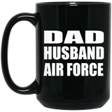 Dad Husband Air Force - 15oz Coffee Mug Black