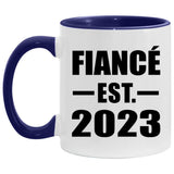 Fiance Established Est. 2023 - 11oz Accent Mug Purple