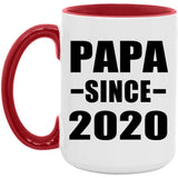 Papa Since 2020 - 15oz Accent Mug Red