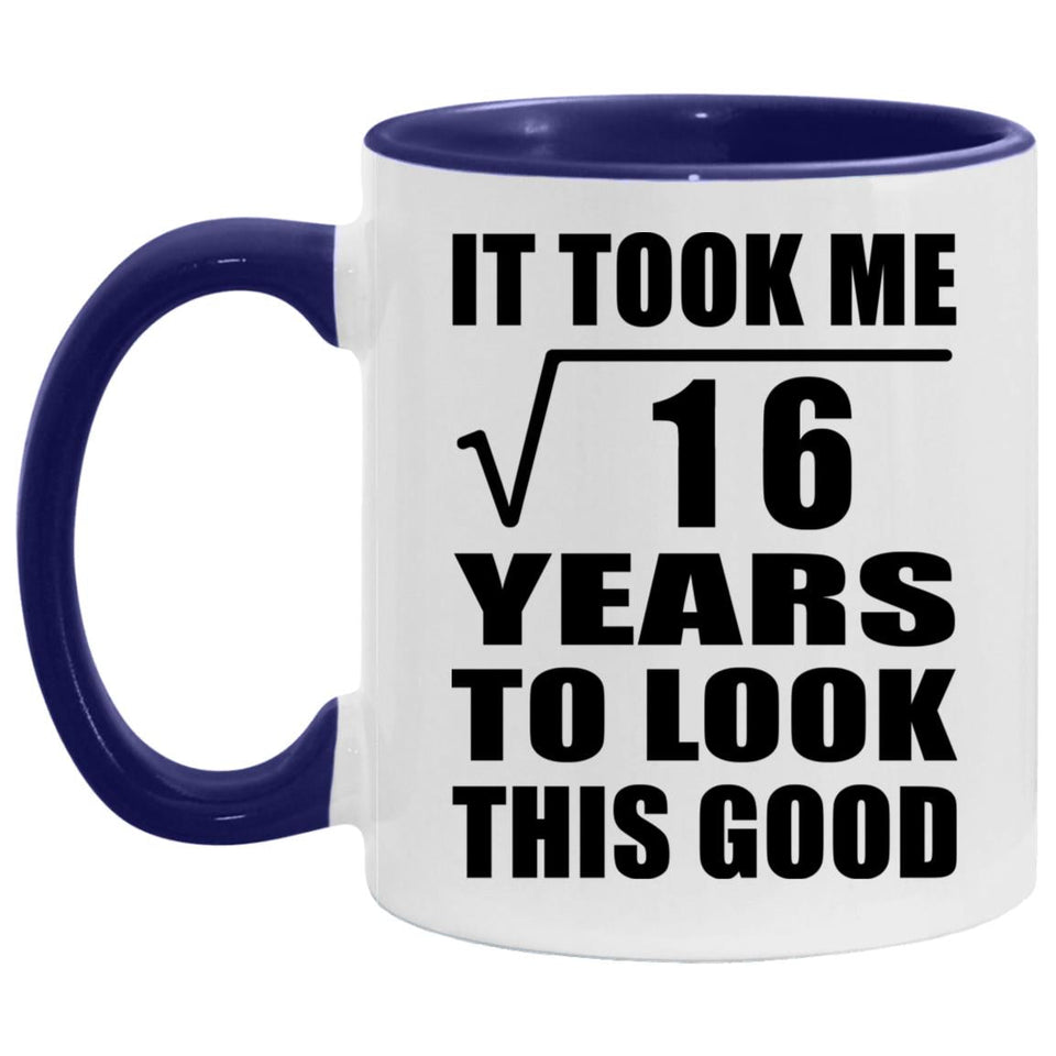 4th Birthday Took Square Root of 16 Years To Look Good - 11oz Accent Mug Purple