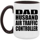 Dad Husband Air Traffic Controller - 15oz Accent Mug Black