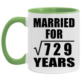 27th Anniversary Married For Square Root of 729 Years - 11oz Accent Mug Green