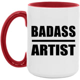 Badass Artist - 15oz Accent Mug Red
