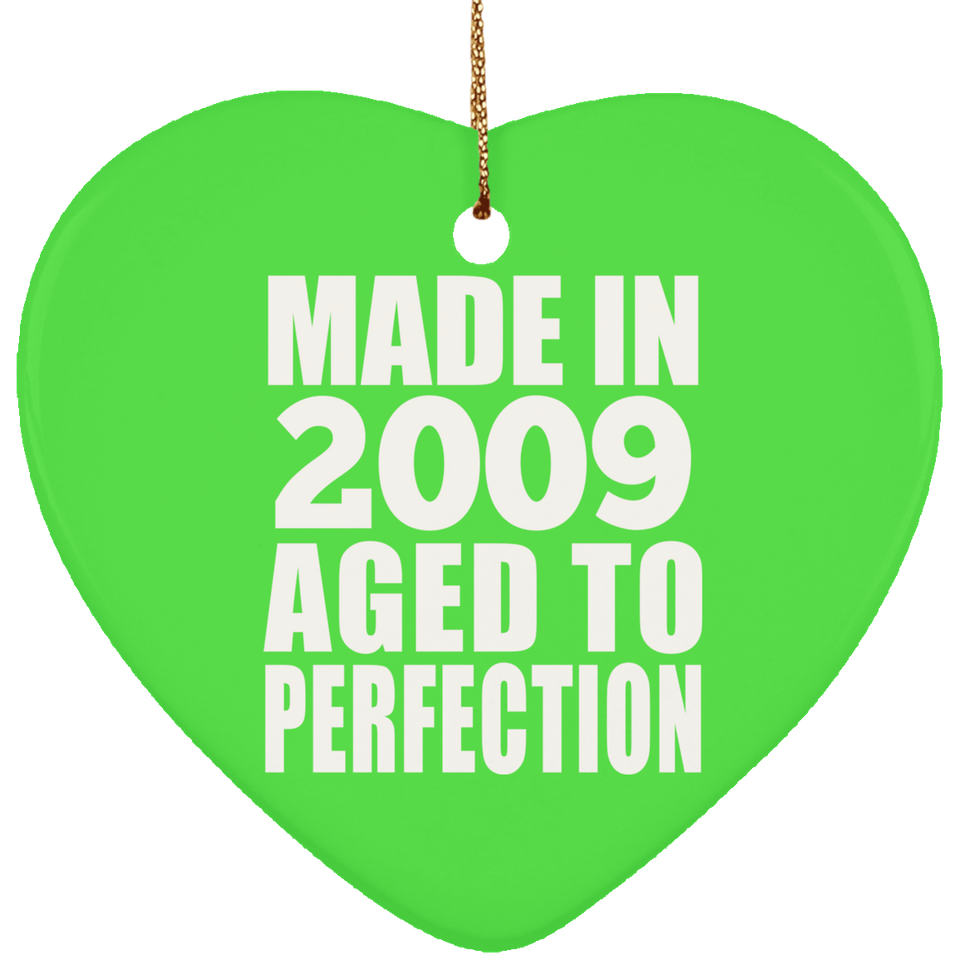 15th Birthday Made In 2009 Aged to Perfection - Heart Ornament