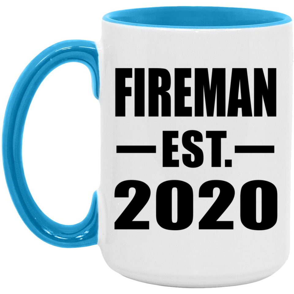 Fireman Established EST. 2020 - 15oz Accent Mug Blue