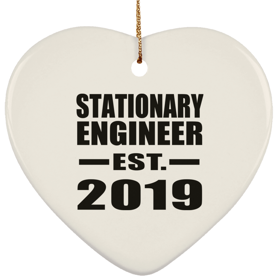 Stationary Engineer Established EST. 2019 - Heart Ornament