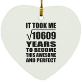 103rd Birthday Took Square Root of 10609 Years To Awesome - Heart Ornament