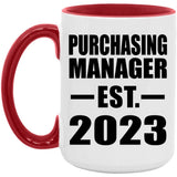 Purchasing Manager Established EST. 2023 - 15oz Accent Mug Red