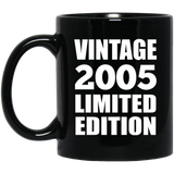 19th Birthday Vintage 2005 Limited Edition - 11oz Coffee Mug Black