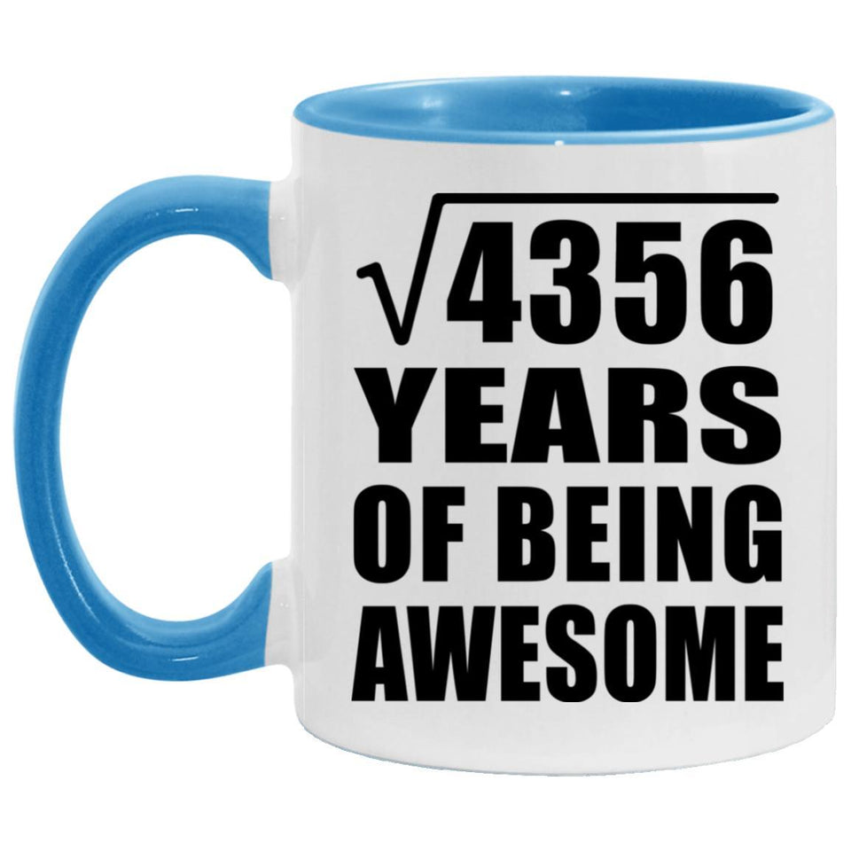 66th Birthday Square Root of 4356 Years of Being Awesome - 11oz Accent Mug Blue