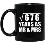 26th Anniversary Square Root of 676 Years As Mr & Mrs - 11oz Coffee Mug Black