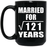 11th Anniversary Married For Square Root of 121 Years - 15oz Coffee Mug Black