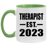 Therapist Established EST. 2023 - 11oz Accent Mug Green