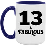 13th Birthday 13 & Fabulous - 15oz Accent Mug Purple