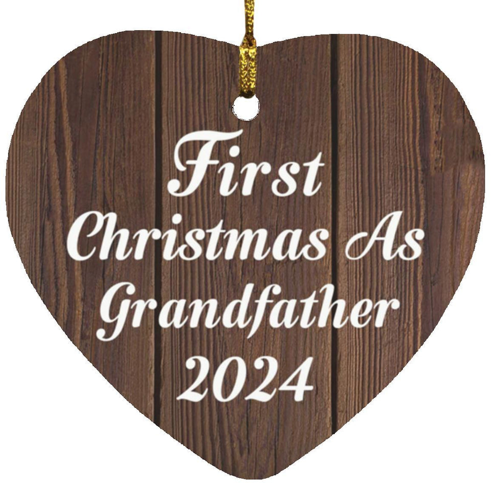 First Christmas As Grandfather 2024 - Heart Ornament D