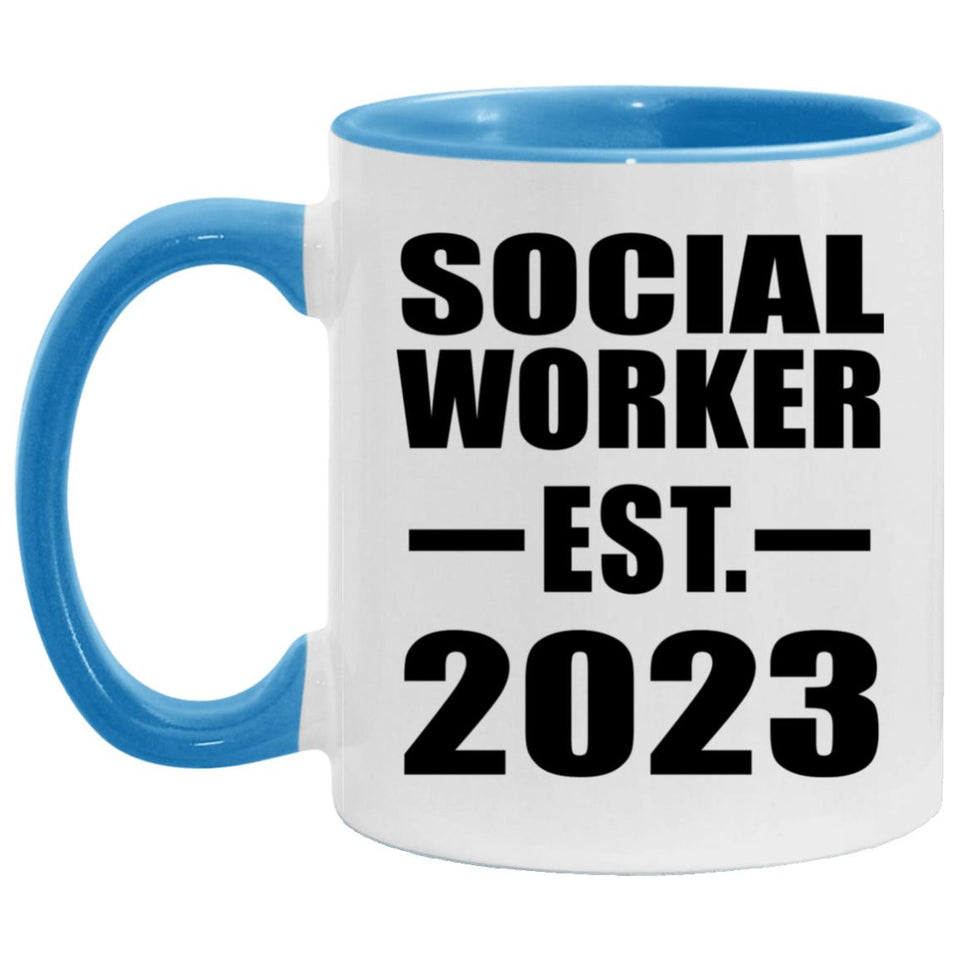 Social Worker Established EST. 2023 - 11oz Accent Mug Blue