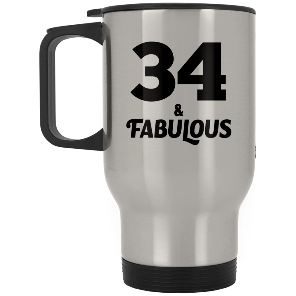 34th Birthday 34 & Fabulous - Silver Travel Mug