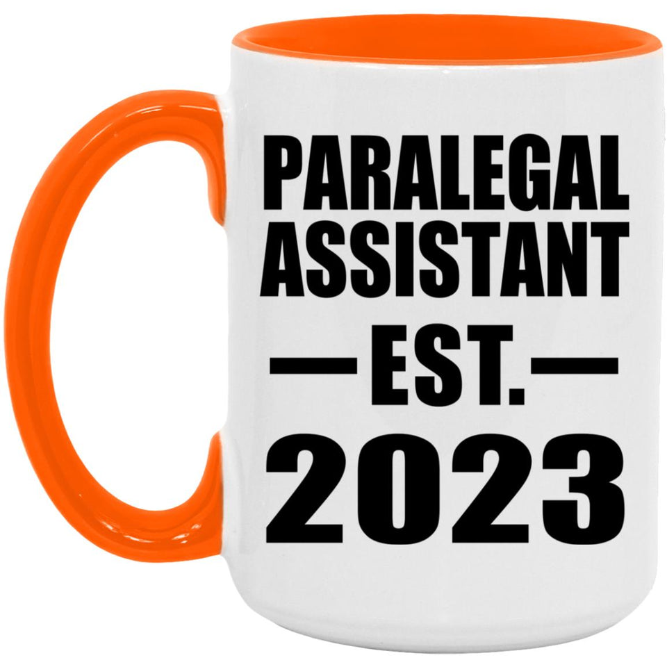 Paralegal Assistant Established EST. 2023 - 15oz Accent Mug Orange