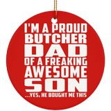 Proud Butcher Dad Of Awesome Son - Circle Ornament