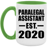 Paralegal Assistant Established EST. 2020 - 15oz Accent Mug Green