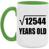 112th Birthday Square Root of 12544 Years Old - 15oz Accent Mug Green