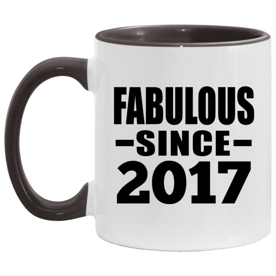7th Birthday Fabulous Since 2017 - 11oz Accent Mug Black