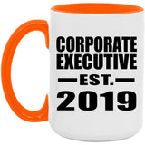 Corporate Executive Established EST. 2019 - 15oz Accent Mug Orange