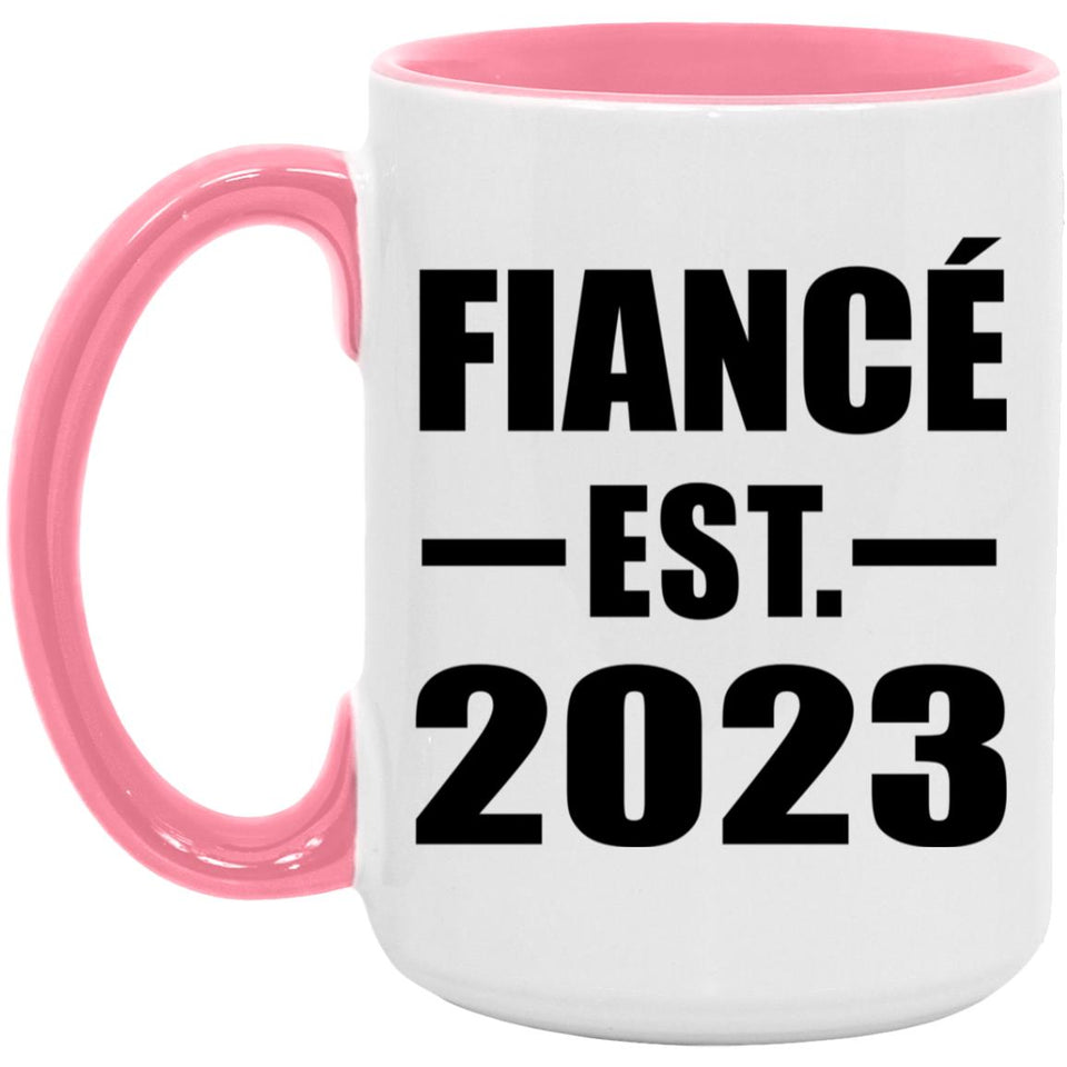 Fiance Established EST. 2023 - 15oz Accent Mug Pink