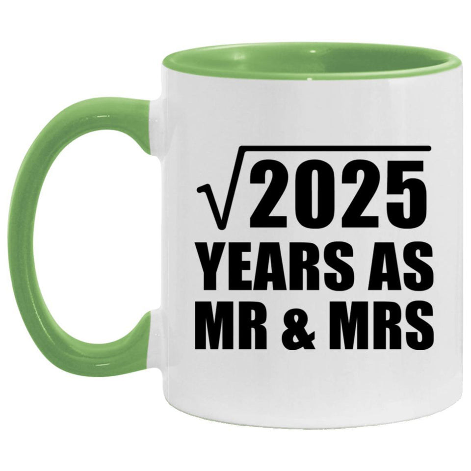 45th Anniversary Square Root of 2025 Years As Mr & Mrs - 11oz Accent Mug Green