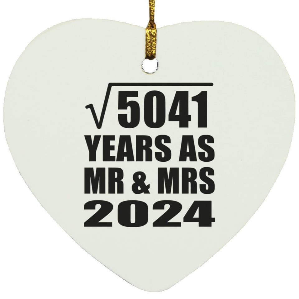71st Anniversary Square Root of 5041 Years As Mr & Mrs 2024 - Heart Ornament