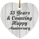 Happy 33rd Anniversary 33 Years & Counting - Heart Ornament F