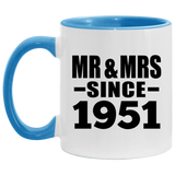 73rd Anniversary Mr & Mrs Since 1951 - 11oz Accent Mug Blue